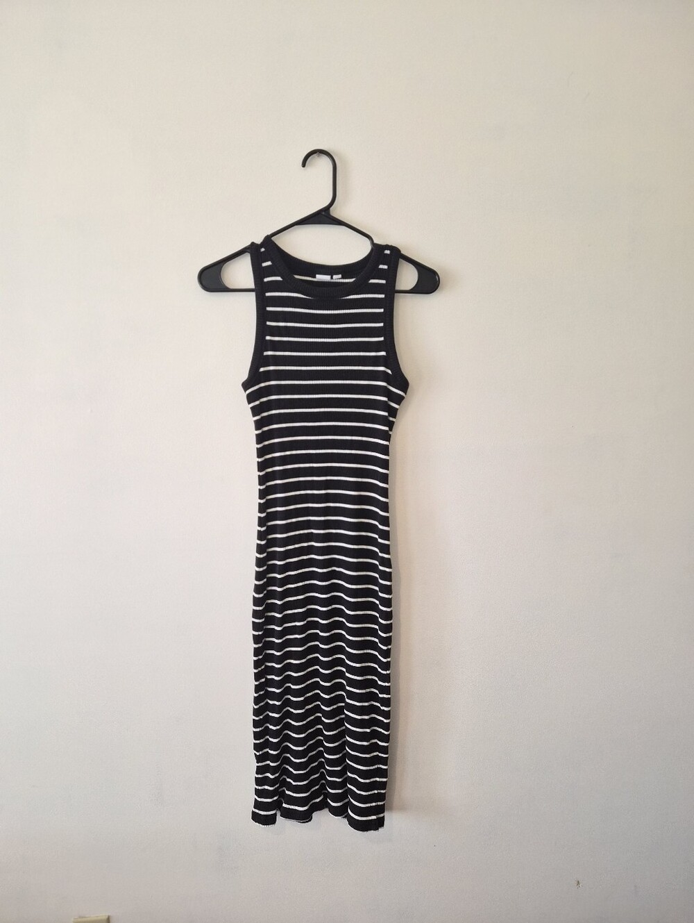 Black & White Striped Tank Midi Dress